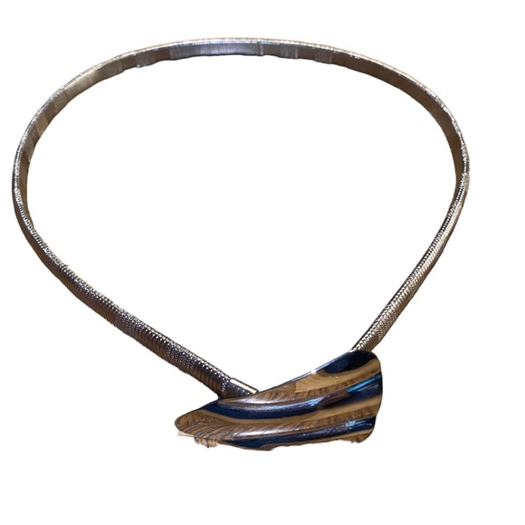 Vintage silver snake chain belt w unique buckle stretch - Picture 5 of 13